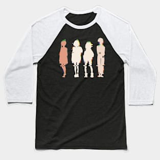 WEP4 Wonder Egg Priority anime main characters Neiru aonuma, Ai ooto, Rika kawai, Momoe sawaki Brown, blue, blonde, red hair girls Cool GLITCH SILHOUETTE x Animangapoi august 2023 Baseball T-Shirt